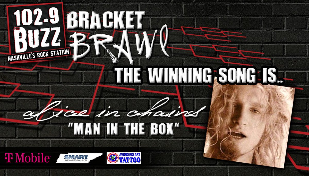 1029thebuzz's tweet image. Alice In Chains "Man In The Box" is the 2021 #BuzzBracketBrawl winner! We are currently going through your submissions, and we will announce a winner for the PlayStation 5 soon!

Thanks again to @TMobile, @AvengingArtTa, and @177Local for being a part of it this year.