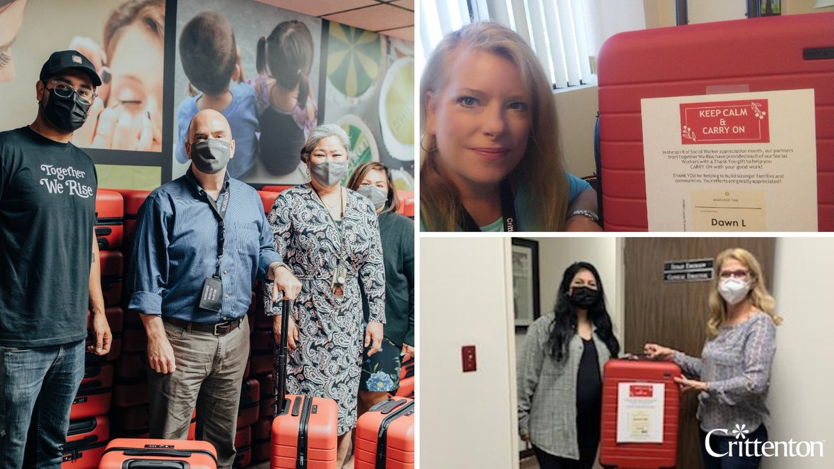 CrittentonSoCal's tweet photo. Our partners from @TogetherWeRise have gifted each of our Social Workers a little something special to help them CARRY ON with their good work! Thank you, #socialworkers, for helping to build stronger families and communities 💚
#socialworkmonth #agents4change #empoweryouth https://t.co/WNmOHWPpQJ
