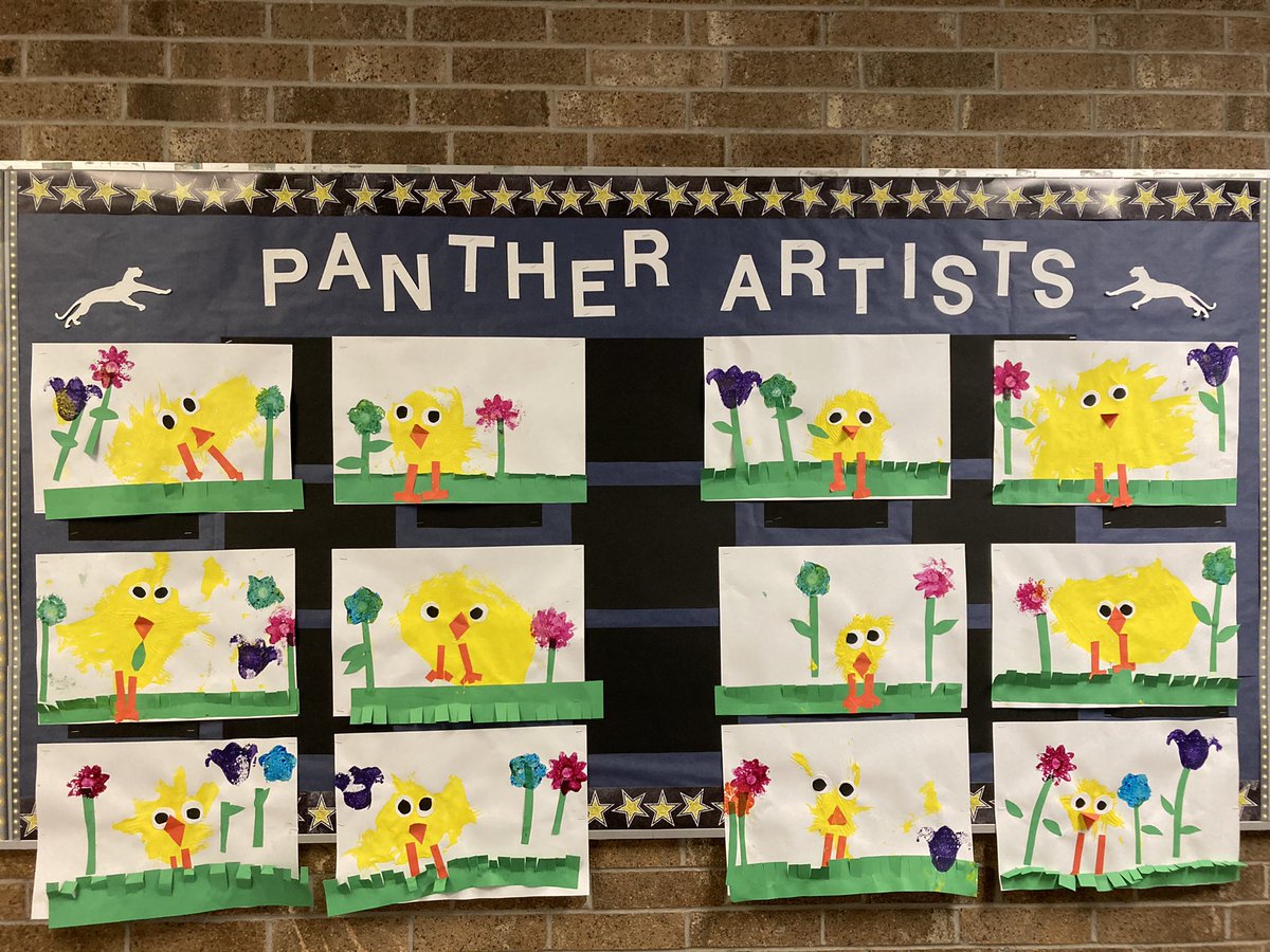 FaubionElement2's tweet photo. Spring has sprung at Faubion!! The beautiful artwork from some of our little Panthers welcomes this season and all who walk our halls! #PantherPride https://t.co/MkuDZZ7YWD