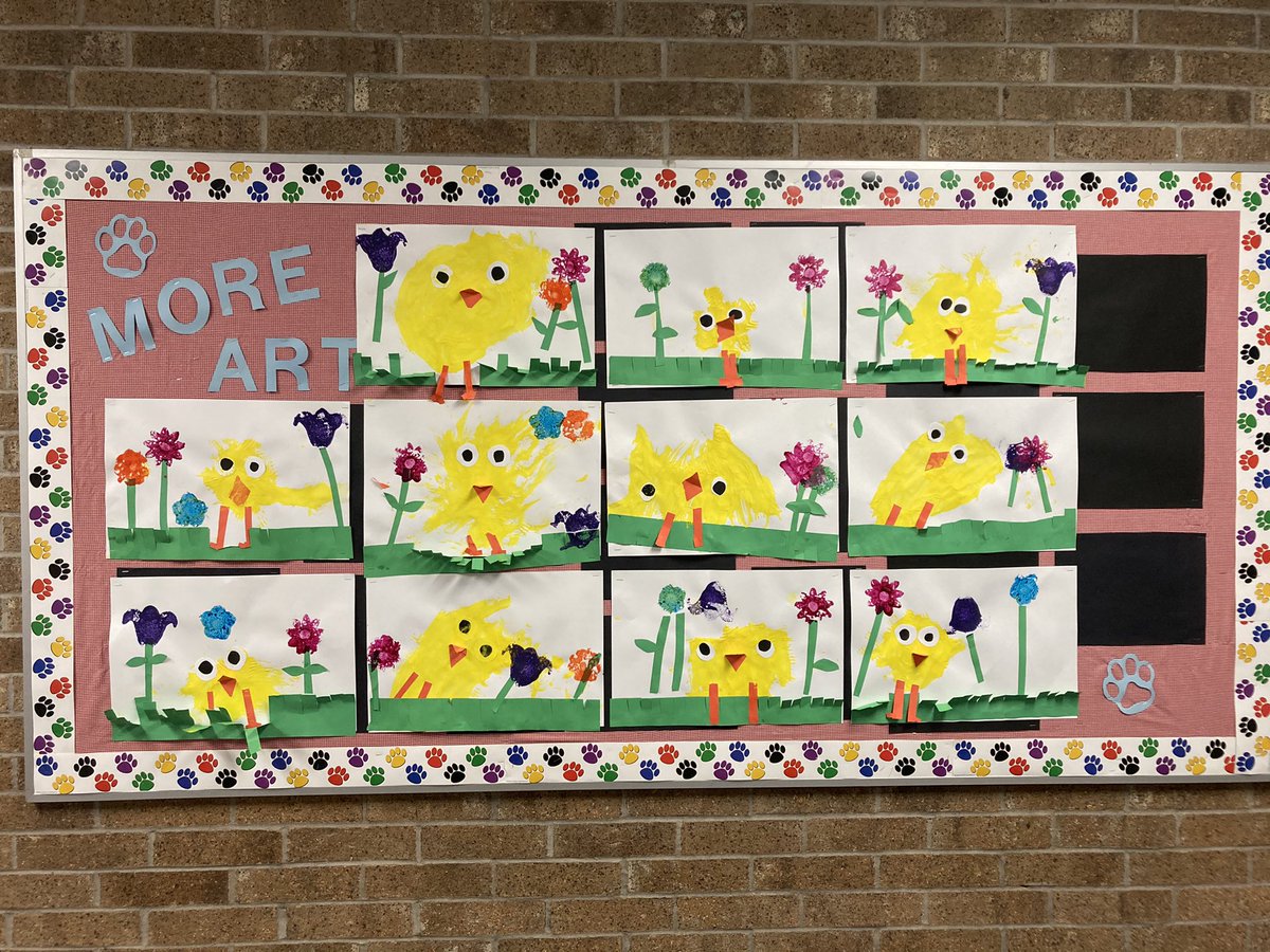 FaubionElement2's tweet photo. Spring has sprung at Faubion!! The beautiful artwork from some of our little Panthers welcomes this season and all who walk our halls! #PantherPride https://t.co/MkuDZZ7YWD