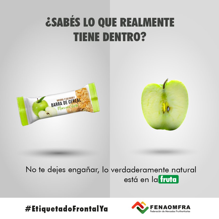 fenaomfra's tweet photo. ¿Cuántas veces elegimos consumir este tipo de productos porque creímos que eran más sanos? 🤔
La realidad es que detrás del envase se esconden cosas que no vemos: exceso en azúcar, en calorías, en grasas… 🤦‍♀️
¡Es momento de abrir los ojos! Exigí #EtiquetadoClaroYA https://t.co/NOGlwhIUn4