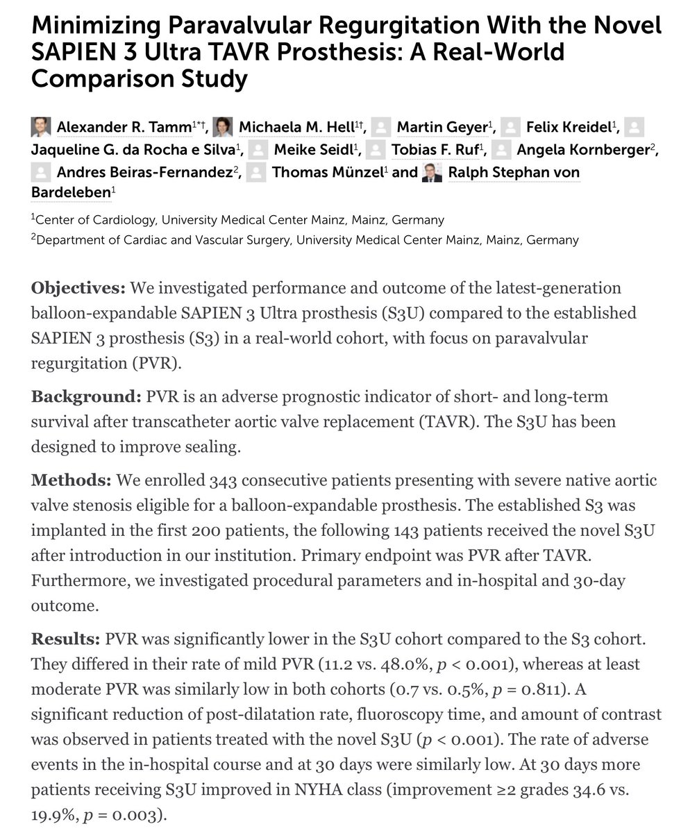 #heartvalvecenter_Mainz #TAVI #TAVR #Sapien3 #ultra #frontiers #hotoffthepress2021 Tamm Geyer Kreidel Ruf Münzel @vonBardelebenRS