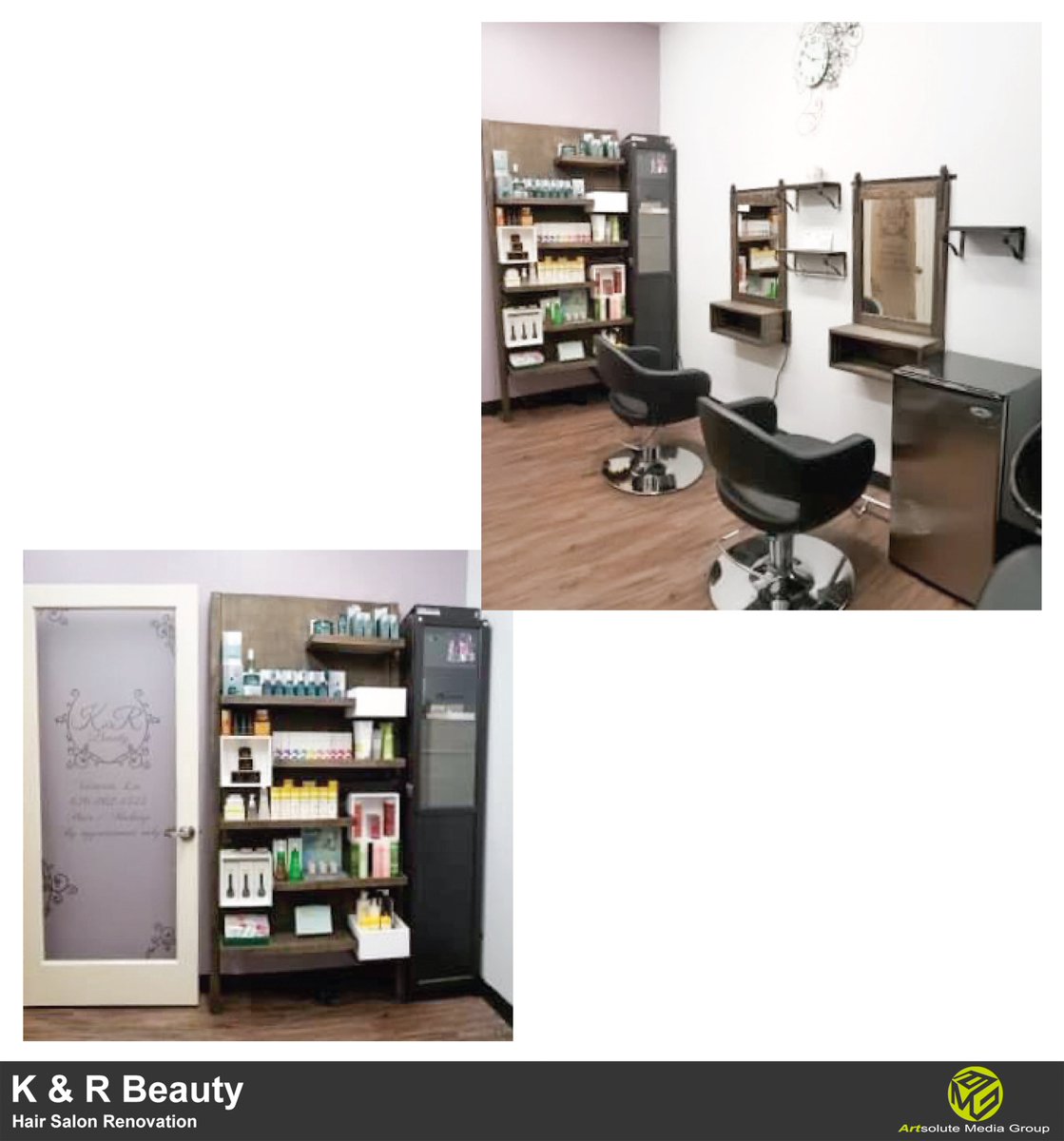 artsolute's tweet photo. We are so thrilled to be able to help out as our client is confidently navigating through the covid-19. All the custom-made cabinets give a fresh new look to the shop and create a cozy environment where customers can enjoy their beauty time.#salonrenovation #storerenovation https://t.co/XTGEvIZK81
