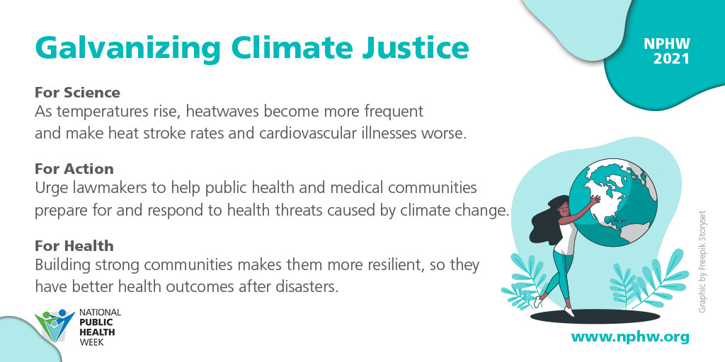 Day 4 of National Public Health Week: Climate Justice.
nphw.org/Events/APHA-NP…