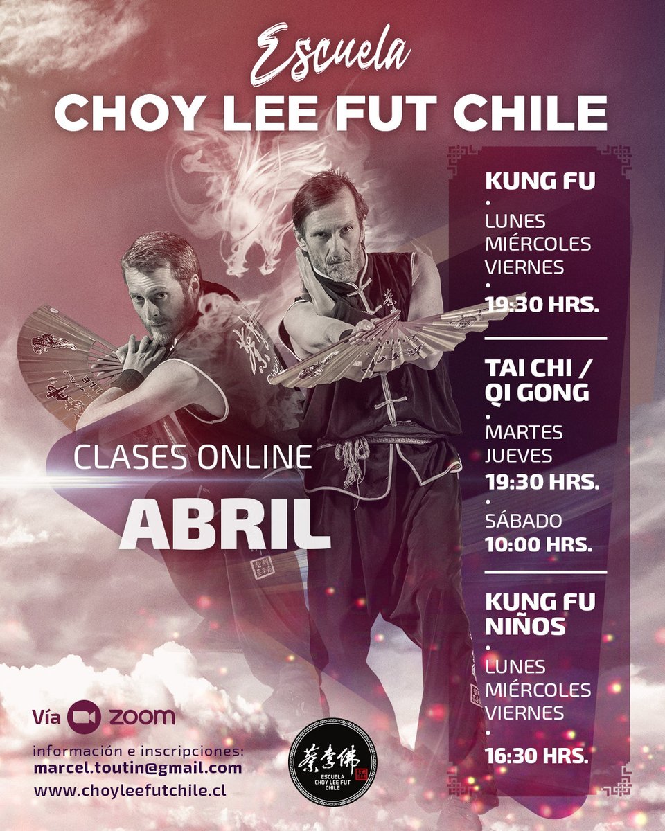 clfchile's tweet photo. ABRIL 2021 CLASES ONLINE ESCUELA CHOY LEE FUT CHILE

¡Abril 2021! Nuestra Escuela Choy Lee Fut Chile, imparte clases online vía Zoom durante todo el año. Podrás continuar con tu aprendizaje, perseverar en tu entrenamiento y mejorar tu salud. https://t.co/jeMcLrdv4Q