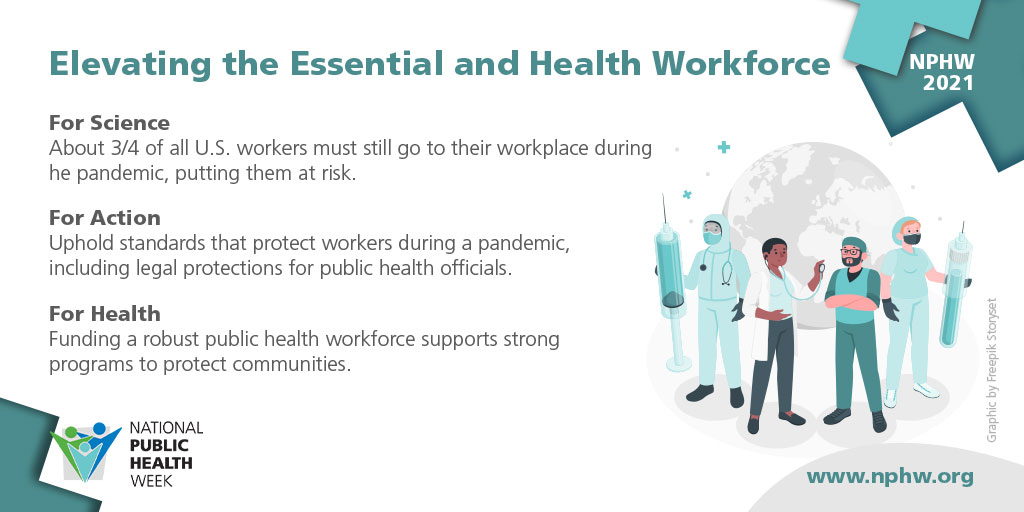 Final day of National Public Health Week! Day 7: Elevating the Essential and Health Workforce.

nphw.org/Events/APHA-NP…