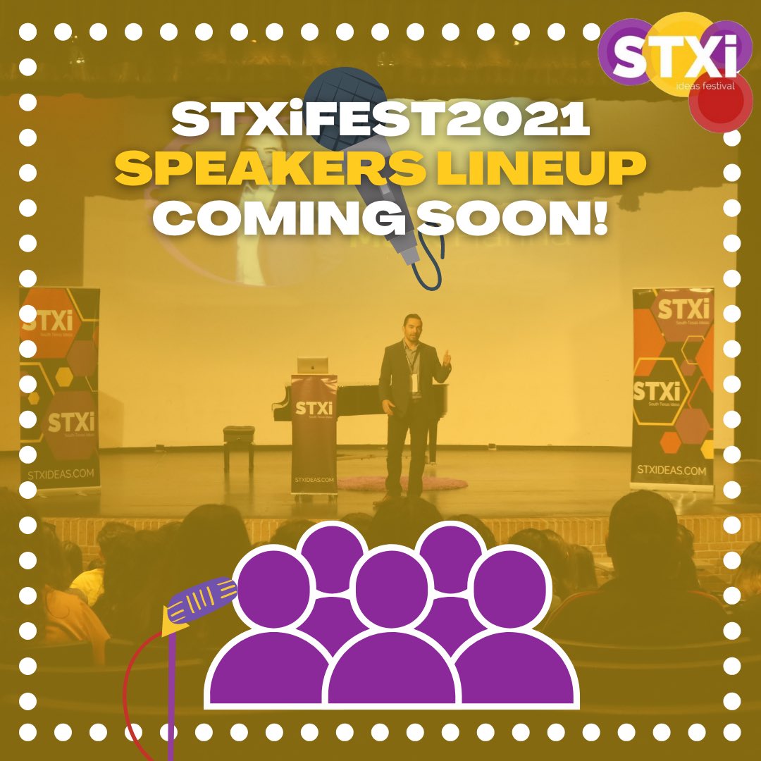 stxifest's tweet image. Our speaker lineup for #stxifest2021 is coming soon! Stay tuned as we reveal each STXi speaker leading up to our virtual festival on April 24th! 👀🎉