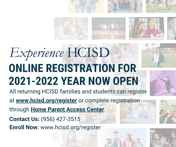 HarlingenCISD's tweet photo. Attention all returning or new-to-district families! Online registration for the 2021-2022 school year is open. Register now! https://t.co/qQjTxDLTLG https://t.co/hpXbQnOg1m