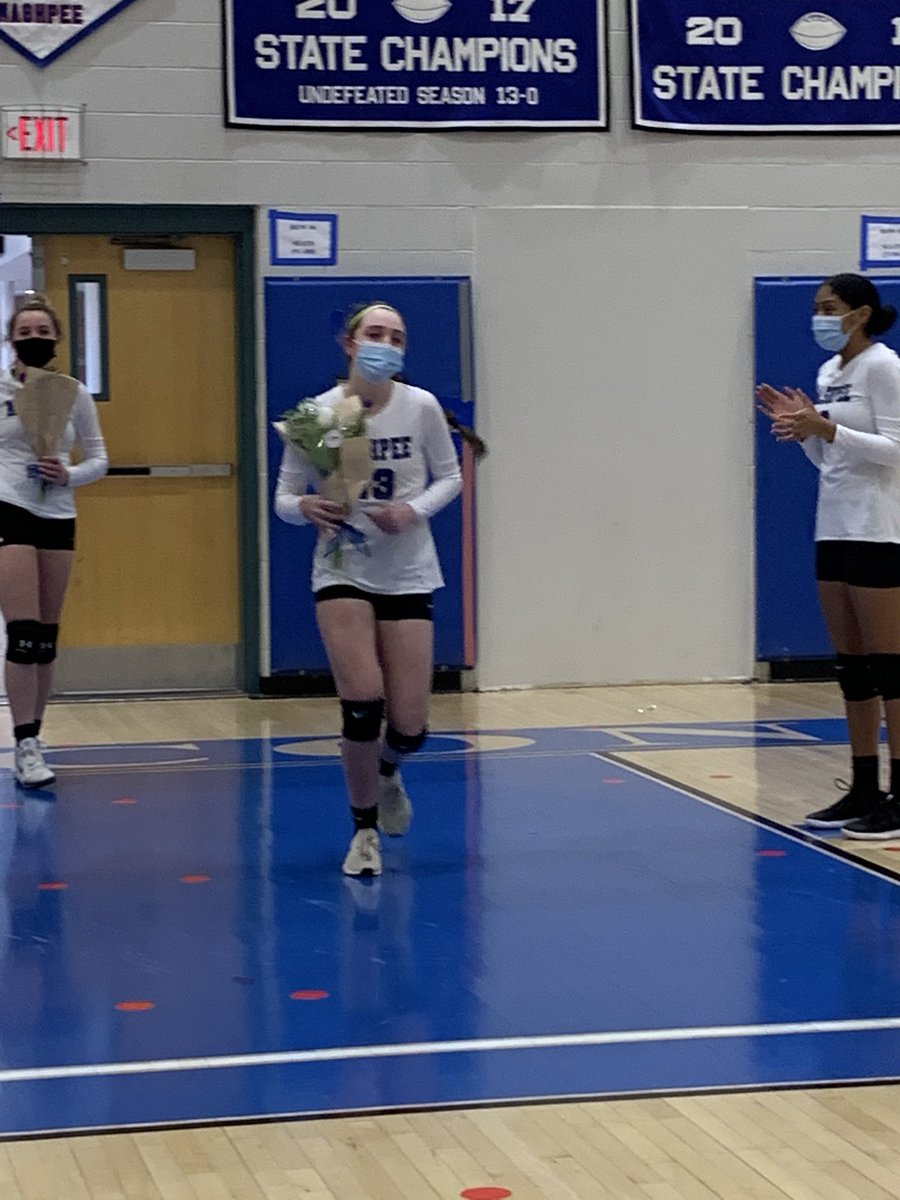 MashpeeAthletic's tweet photo. We can’t thank our volleyball seniors enough #4 Kelsi Culver (not pictured),  #13 Taylor Lacava,,#5 Maggie Connolly, and #11 Clara Signs. Outstanding kids who personified class and leadership Thank you for being the first volleyball seniors and building the foundation for success https://t.co/6iKHNqqdoW