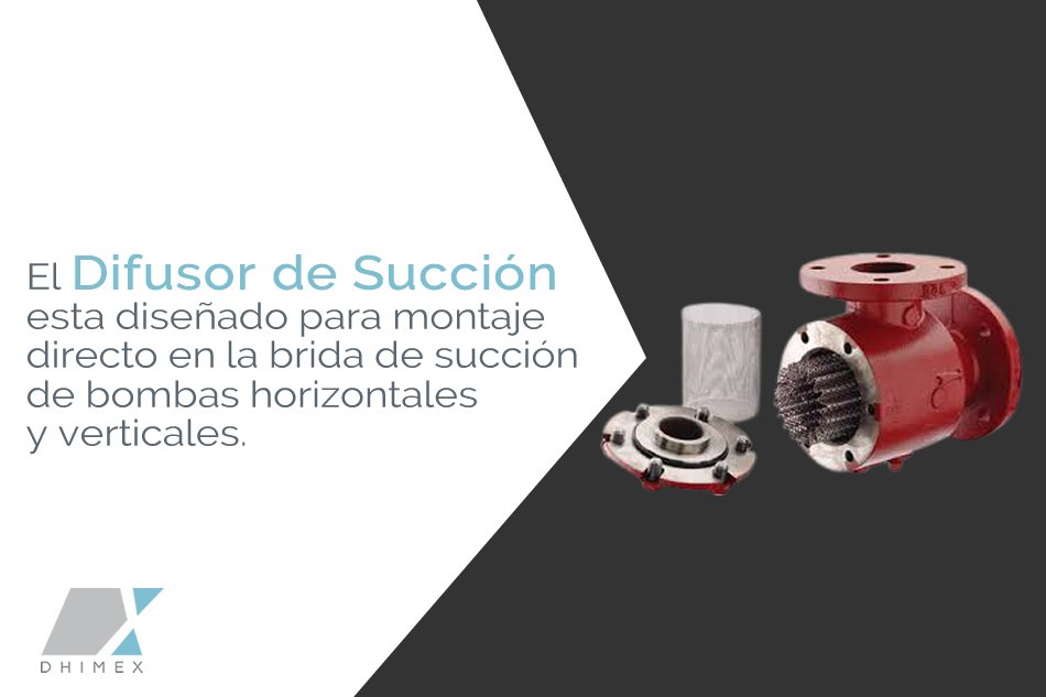 El difusor de succión está diseñado para montaje directo en la brida de succión de bombas horizontales y verticales. 
#Dhimex
#DifusorDeSucción
