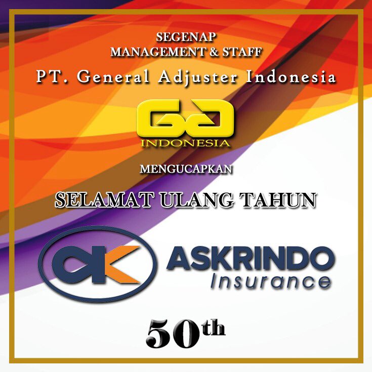 AdjusterGeneral's tweet photo. Segenap Management dan Staff PT. General Adjuster Indonesia mengucapkan Selamat Ulang Tahun PT. Asuransi Kredit Indonesia ke-50 Semoga Sukses Selalu.
#happyaniversary 🥳🎂 @askrindo https://t.co/nAv8Lp5Xie