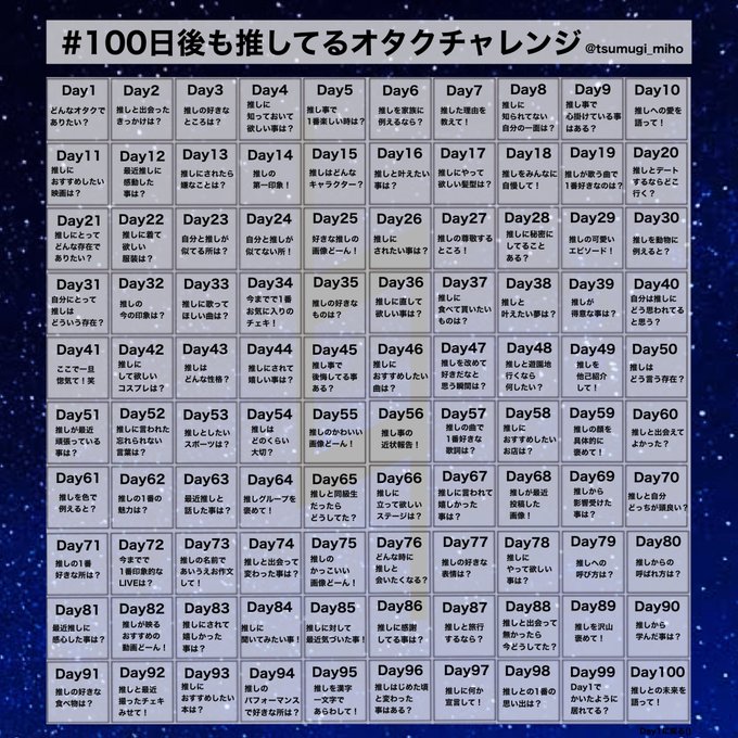 100日後も推してるオタクチャレンジのtwitterイラスト検索結果 古い順