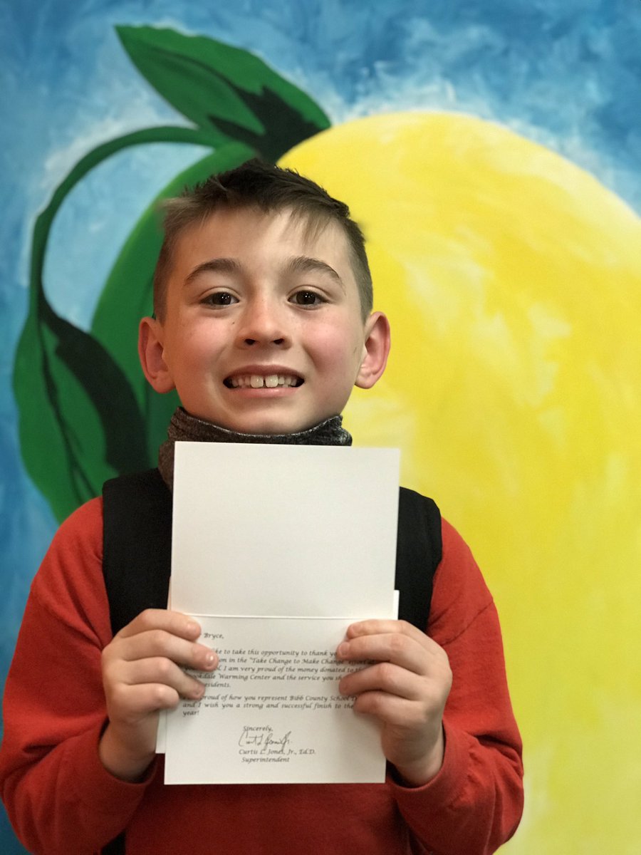 SpringdaleMacon's tweet photo. Bryce got a special letter today from Superintendent Dr. Jones! What a generous heart this young man has! He offered to donate two more dollars he had in his pocket! @COLDR01 #SpringdaleServes #BibbVIP https://t.co/buEAwbIaG4