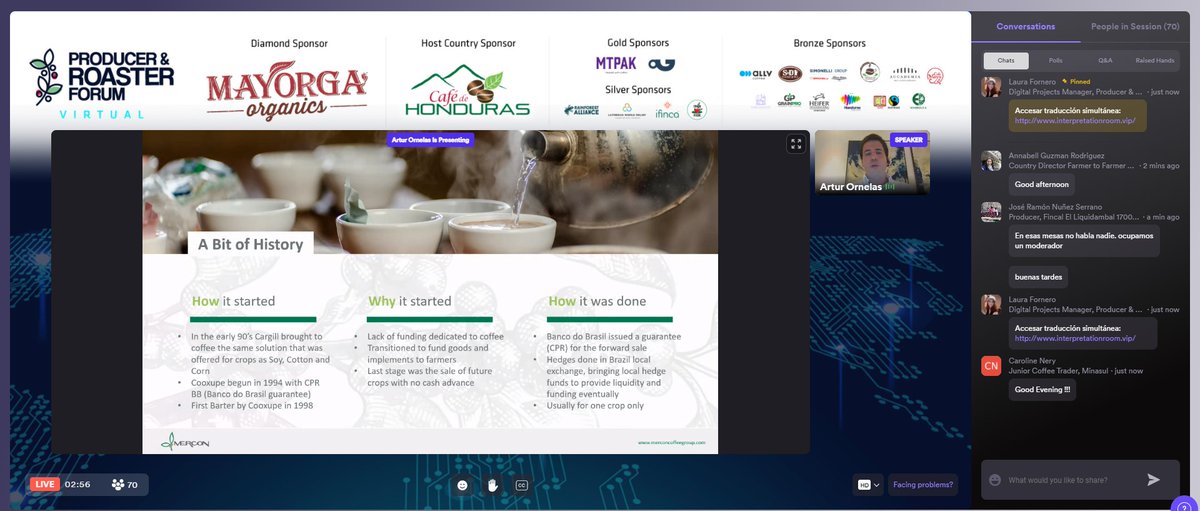 julioguevarae's tweet photo. A couple of screenshots of #VirtualPRF - amazed by the lineup and roster of amazing speakers and panelists! Origin always at the forefront. #SpecialtyCoffee https://t.co/RWgu5iuqK7