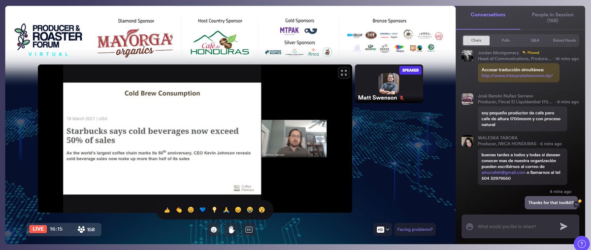julioguevarae's tweet photo. A couple of screenshots of #VirtualPRF - amazed by the lineup and roster of amazing speakers and panelists! Origin always at the forefront. #SpecialtyCoffee https://t.co/RWgu5iuqK7