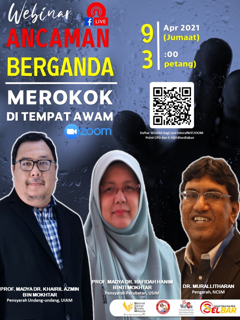 MquitK's tweet photo. Ikuti Webinar Ancaman Berganda: MEROKOK DI TEMPAT MAKAN secara langsung melalui aplikasi Zoom dan FB Live NCSM, MyWATCH, PHM dan Selbar pada 9 Apr 2021 (Jumaat) jam 3:00 petang .  Daftar SEKARANG. https://t.co/SvQWEyW1LT