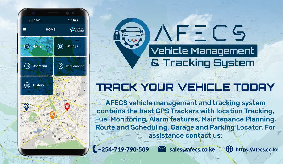 Hi there, 
Track your vehicle today with @afecs_ke #VehicleManagement & #TrackingSystem.

#AFECSDesigns #AFECSTech #innovation #trackingsystem

Place your order(s) today 📝
@ThuoCynthia @FMakatia @PeresDaphny @lalan_KE