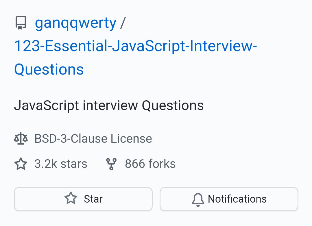 Prathkum's tweet image. 123 JavaScript interview questions that can help you 🚀

🔗 github.com/ganqqwerty/123…
