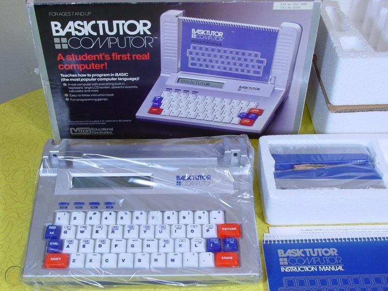 getfiscal's tweet image. The first computer I owned was a Basic Tutor from vtech. It let you enter BASIC code line by line on a single-line screen and then would run simple programs. It came with a booklet with the code projects. It was very easy to make a small mistake that botched the whole program.
