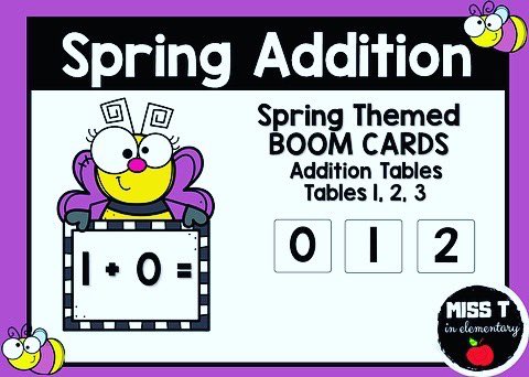 miss_toub's tweet photo. 💥🐝💜SPRING THEMED ADDITION BOOM CARDS🐝💜💥
👋 Hey Primary Teachers
Avaliable now in my TPT Store (https://t.co/dRdlXyIySU) and Boom Learning Store (https://t.co/msHp0PH60F) Perfect for strengthening fact fluency in the Spring! @BoomLearning #boomcards #boomlearning #tpt 💥💻 https://t.co/OGQFlNlQ5k
