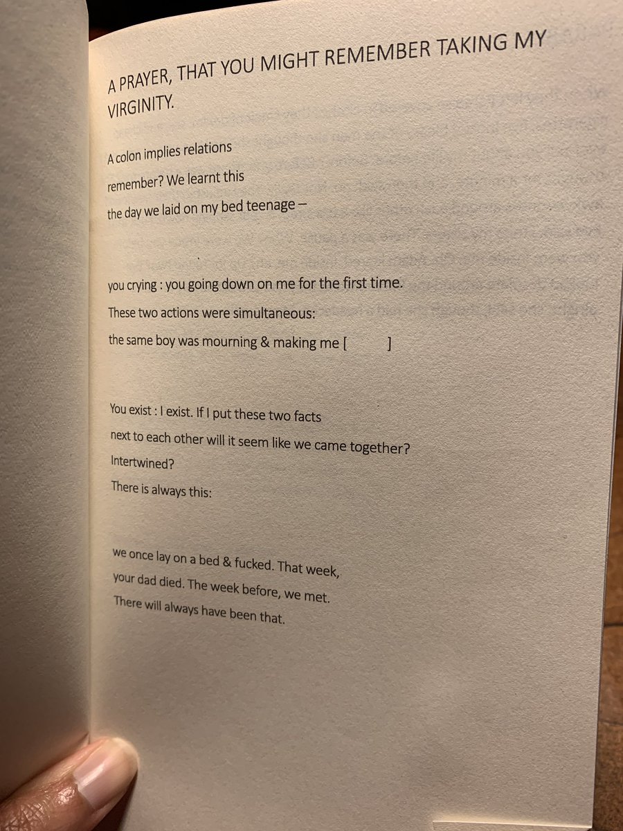 1/30: “A Prayer, That You Might Remember Taking My Virginity” by  @AliceWickenden . I’m taken by the layers of grief in this poem, and the VOLTA!