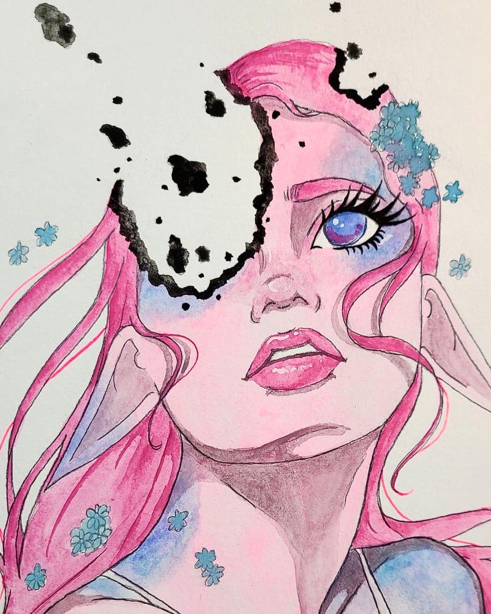 Danaeillustrate's tweet photo. "I created my first friends in that garden. I loved them." - Persephone   Lore Olympus &amp; characters are by @usedbandaid 
#fairyfaeweek #decay #art #traditionalart #watercolor #painting #illustration #nymph #fae #greekmythology #flowernymph #loreolympus #loreolympusfanart #wilted https://t.co/EpsuUwRHpC