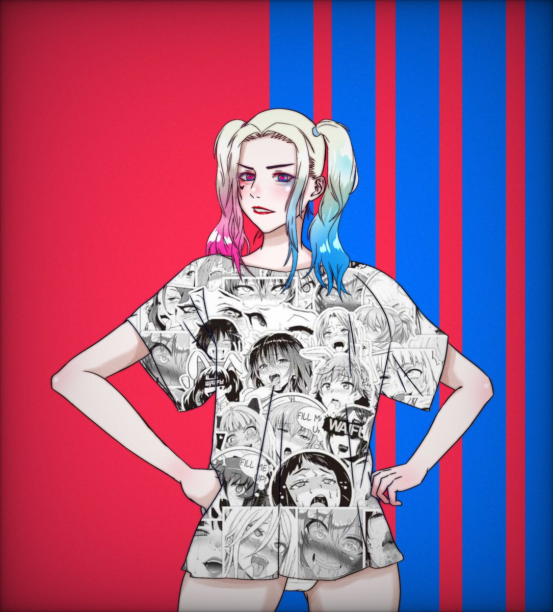 Pen139 ペン画厚塗りアニメ塗り アヘ顔tシャツ着てるハーレクイン ハーレクイン Suicidesquad イラスト イラスト好きな人と繋がりたい 絵描きさんと繋がりたい