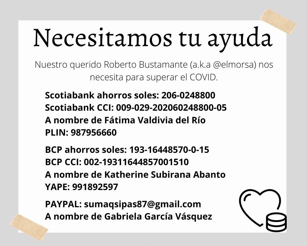 mi amigo <a href="/elmorsa/">roberto bustamante</a> es una persona que tiene años enseñándome mucho, siempre. ahora nos necesita.