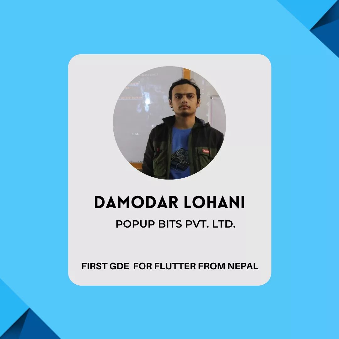 FlutterNepal's tweet image. Damodar Lohani is a professional Full Stack Developer, currently involved in Flutter.
He is the first Flutter GDE from Nepal currently working at Appwrite.
#flutter #flutterEngage #flutterEngageExtended #flutterEngageExtendedNepal #FlutterNepal #askFlutterNepal