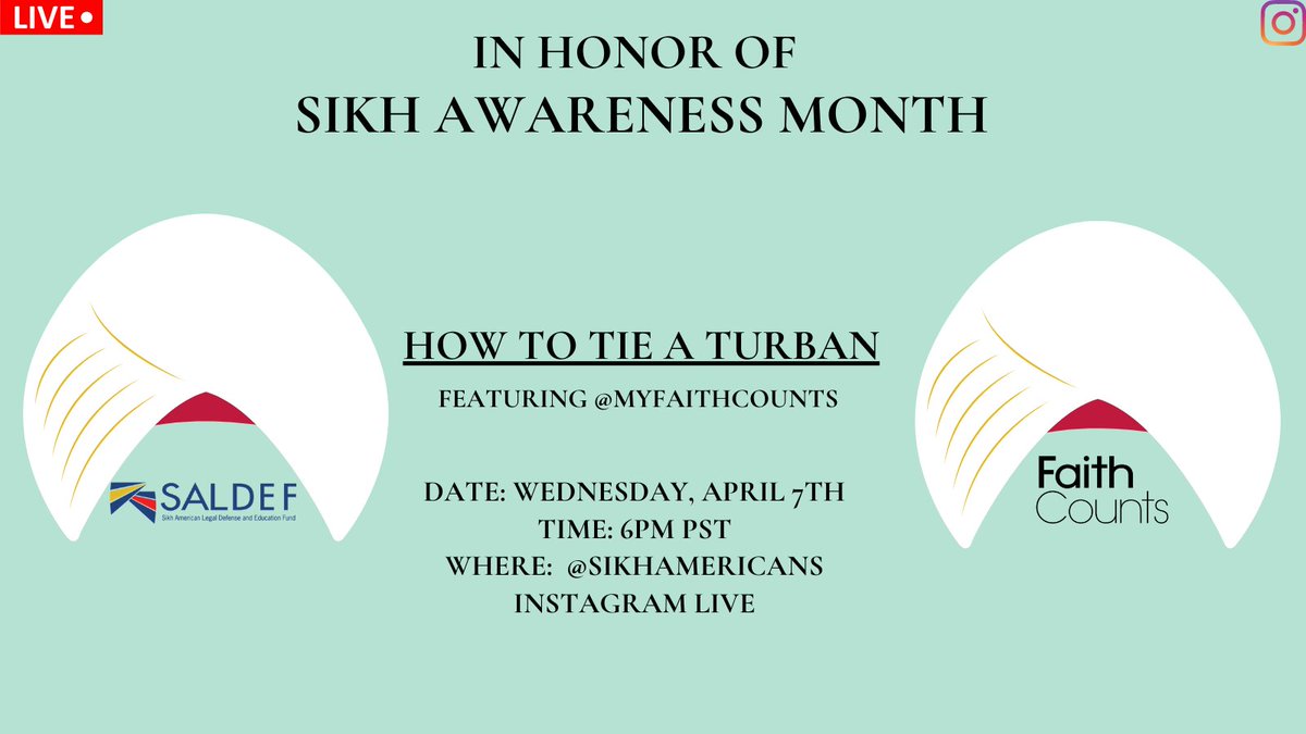 Join us this Wednesday, LIVE on Instagram! #sikhawarenessmonth