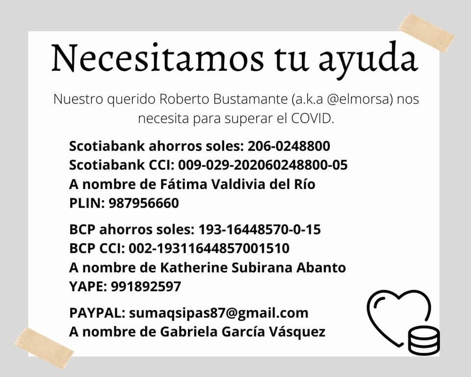 Roberto Bustamante,  <a href="/elmorsa/">roberto bustamante</a> y su familia necesitan ayuda. Por favor RT. Cama en intermedios, balón de oxígeno y ayuda económica aquí  👇 Fuerza amigos!