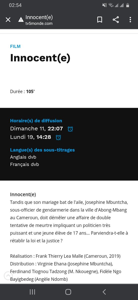 MalleLea's tweet photo. #INNONCENTE le film sur @TV5MONDEAfrique ce dimanche 11avril à 22h07, heure d'Abong_Mbang.
#THIS_IS_WE https://t.co/ICdbW5Bd9s
