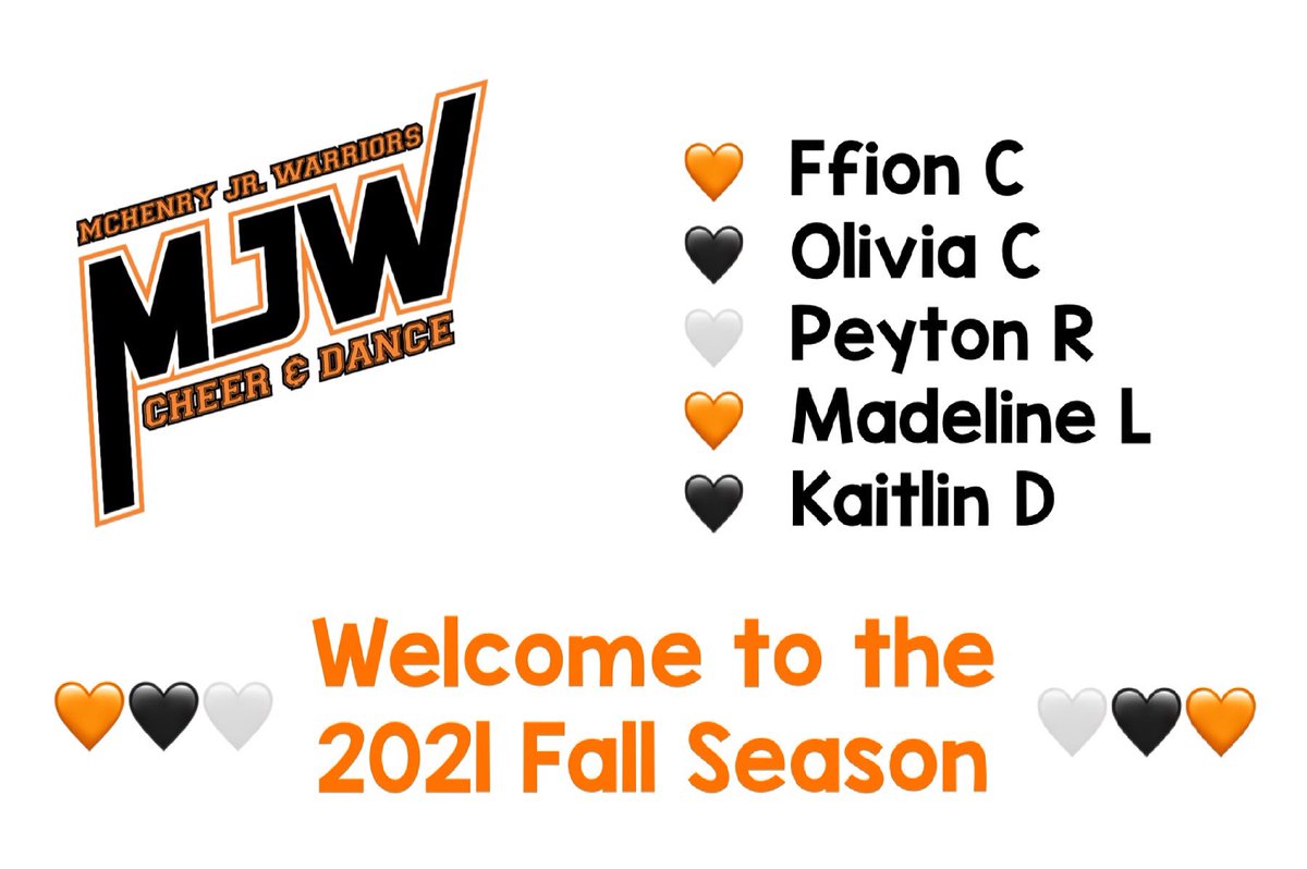 Welcome to each of our 2021 Cheer &amp; Dance athletes! We’re so happy to have you join us. 🧡🖤Registration is open to the public! To view info and register visit~go.TeamSnap.com/forms/255733
#wearemchenry
#mjwrocks 
#reccheerrocks 
#recdancerocks
#memoriesinthemaking💕 
#backtothegrind