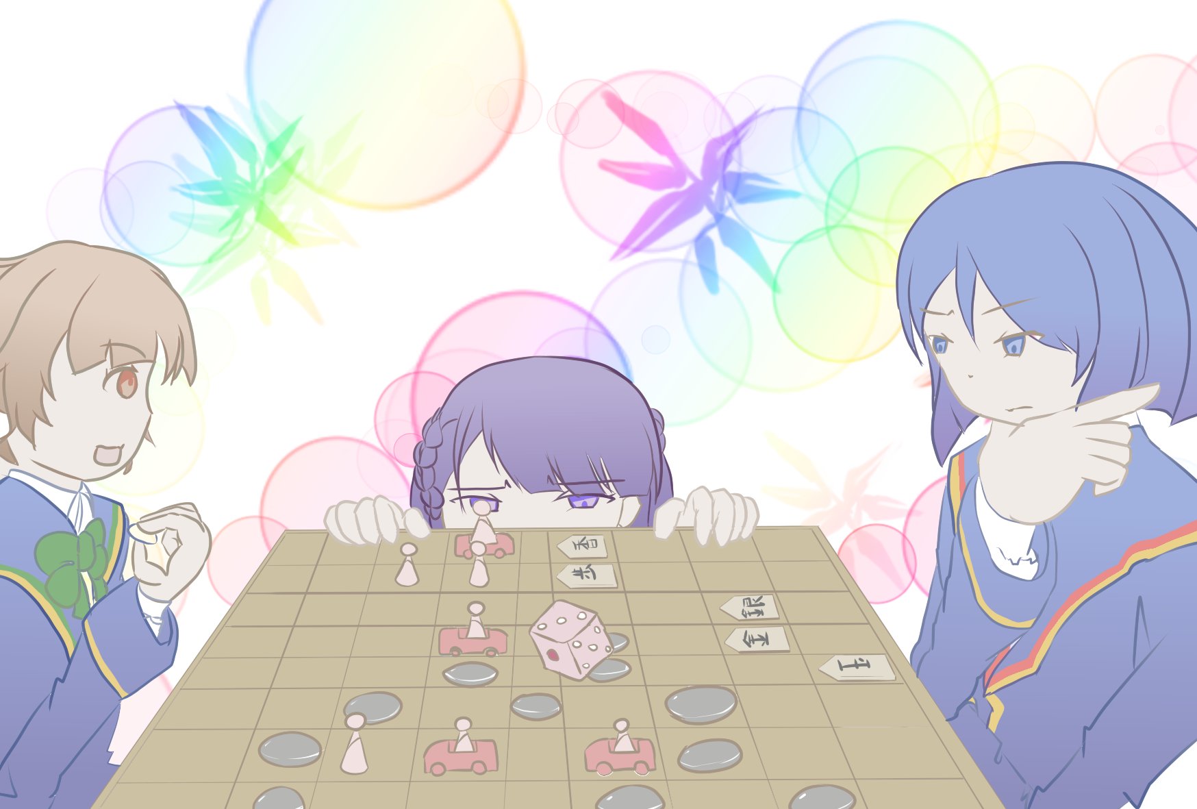 琉織なーじゃ 今日のテーマは盤上で三つ巴の戦いを演じるボドゲ 好きガールズ 飛原鋭子 先輩はぴば 飛原鋭子生誕祭21 ガルフレ Gf Kari ガルフレイラスト部
