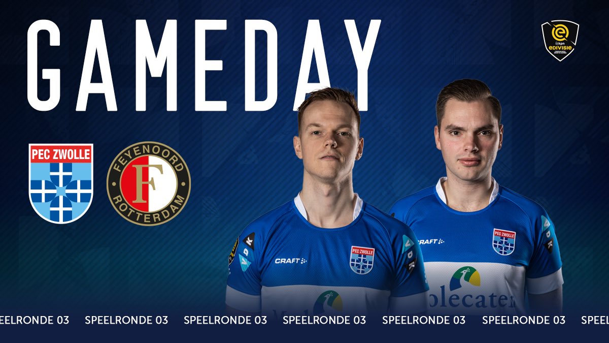 LIVE! Vanavond om 19.30 uur speelronde 3️⃣ tegen Feyenoord. Succes boys!

Bekijk de wedstrijd live via het YouTube-kanaal van de KPN eDivisie. #peczwolle #peczwolleesports #edivisie