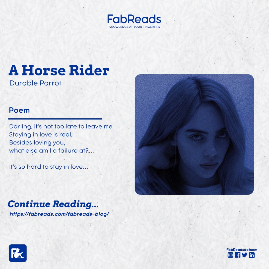 FabReadsdotcom's tweet photo. 'A Horse Rider' for a Beautiful Morning
Read now: https://t.co/mPbUzB9PnN
written by @Priscillafalade
Enjoy π₯
#fabreads #poems #poetry #writing #WritingCommunity #OAUTwitter https://t.co/PUK32fNRev