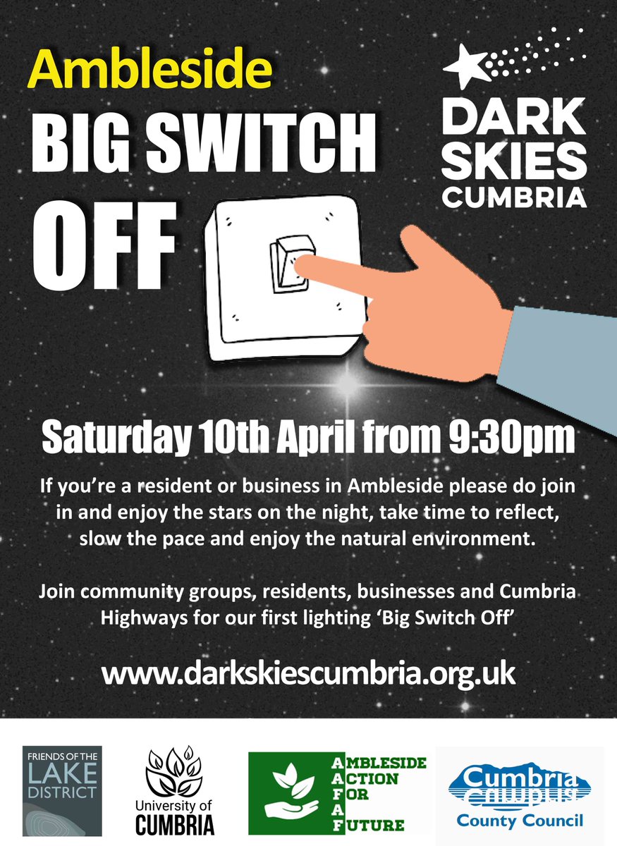 Join community groups, residents, businesses and Cumbria Highways for our first lighting 'Big Switch Off'