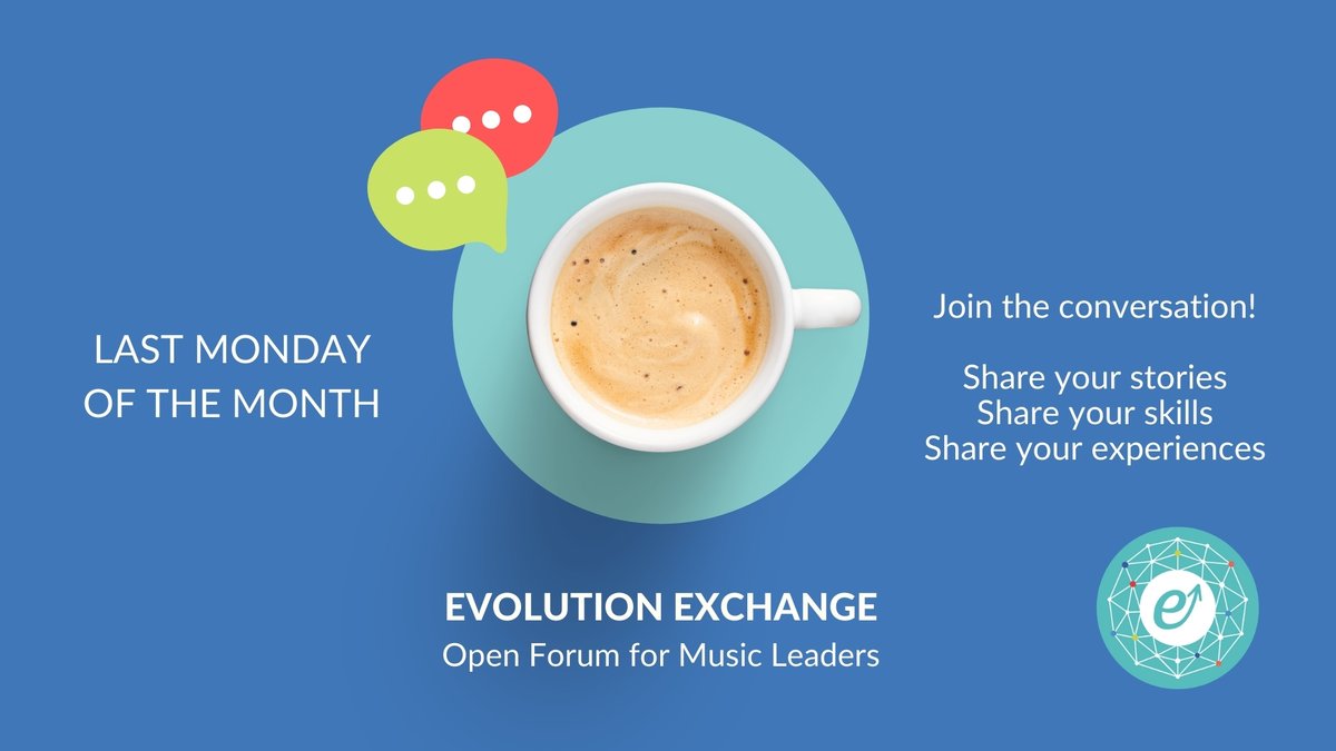 evolvemusicuk's tweet image. 📣EVOLUTION EXCHANGE 📣

As part of our Evolution programme we are launching monthly opportunities for music leaders to chat about their work, skills and experiences in an open, informal forum online. 

#networking #communitymusic #sectorsupport #music #arts