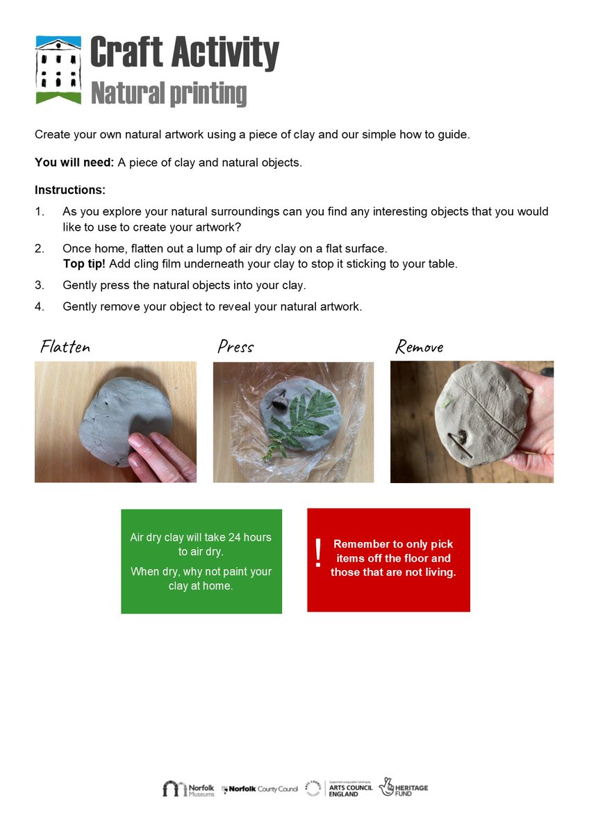GressenhallFW's tweet photo. Create your own natural artwork using a piece of clay and our simple how to guide 🎨
We would love to see what you make, tag us using #Gressenhall
#Crafts #CraftsForChildren
#ChildrenCrafts #Nature #NaturalCrafts #ScavangerHunt #Colouring #ArtsAndCraft https://t.co/CLD3dlfhZT
