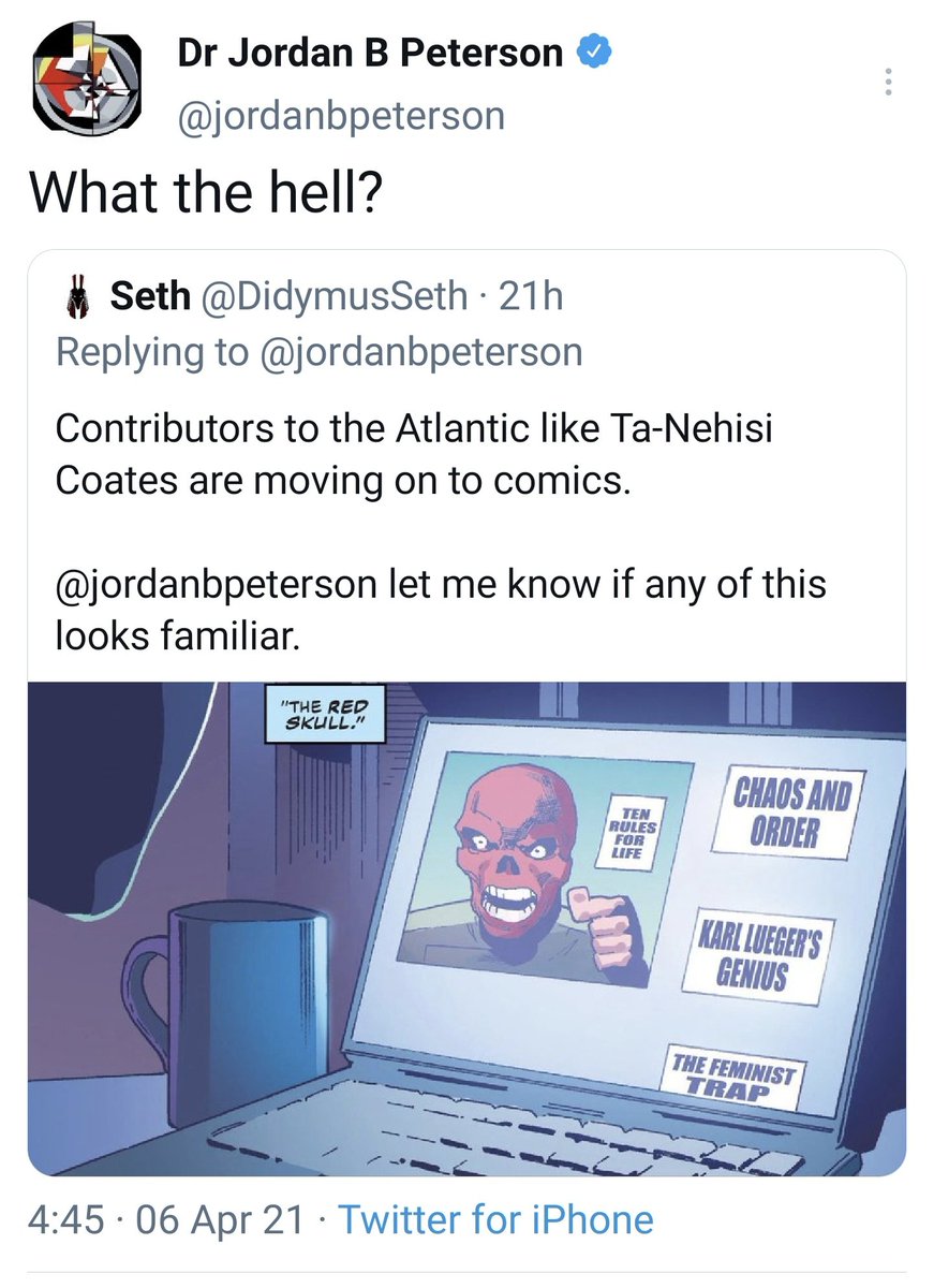 Jordan Peterson has just discovered that Captain America fights fascism
Cap's current author has given the Red Skull some a familiar characteristics, and its driving Peterson and his fans fucking insane
Ta-Nehisi Coates we applaud you https://t.co/bRo8KjvlOG