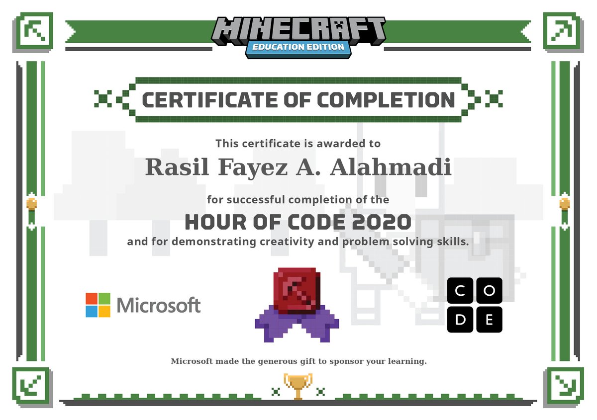 arabschools's tweet photo. congratulations to Rasil Alahmadi from grade 12  on her successful completion of the #HourofCode 2020.  
تهانينا للطالبة رسيل الأحمدي من الصف الثالث الثانوي لاتمامها المرحلة الأولى من مسابقة مدرستي تبرمج
 #مدرستي_تبرمج 
#Madrasati_codes
#تعليم_جدة https://t.co/ECbA7up8UD