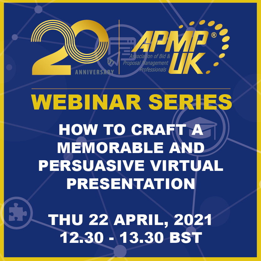 APMPUK's tweet photo. Find out more and register for our webinar with Spender Waldron of Prezi.

Thu 22nd April 12.30-13.30 BST

https://t.co/YVJ4hooRSN 

#ProudToBeAPMP #Webinar #Bid #Proposal #RFP https://t.co/ebyicyNmwW