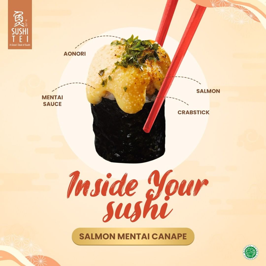 Hi Sushi Tei Lovers!

Wondering what is inside your sushi?
Let’s get to know what is #InsideYourSushi - Salmon Mentai Canape✨
•
<a href="/Sushi_Tei_Indo/">Sushi Tei Indonesia</a> The Breeze