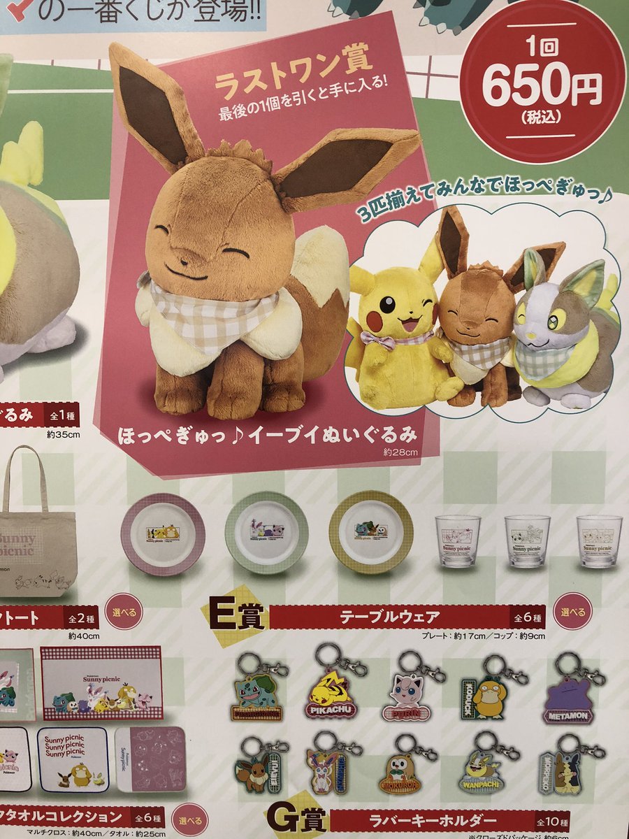 タイトーステーション 海老名ビナウォーク 一番くじ 4月7日 水 よりポケットモンスターの一番くじ販売開始となります 人気ポケモンたちのぬいぐるみや雑貨が登場予定 ラストワン賞はイーブイのおおきなぬいぐるみとなっております 一番くじ
