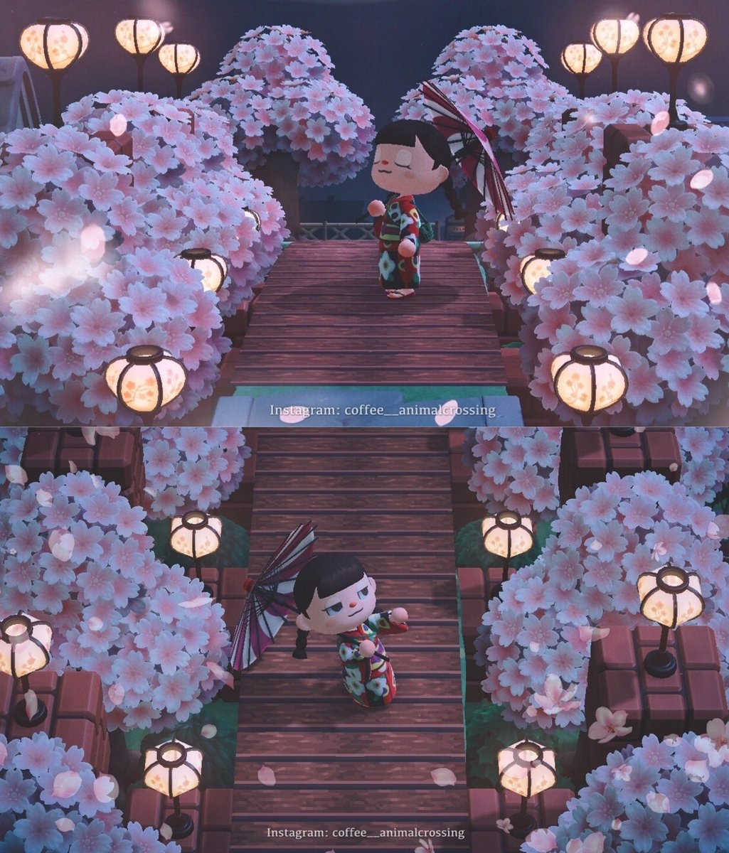 Here comes the cherry blossoms🌸🌸🌸
 Ig: instagram.com/coffee__animal…
#マイデザまとめ #マイデ #AnimalCrossingNewHorizons    
#ACNHdesign #あつ森 #ACNH  #どうぶつの森