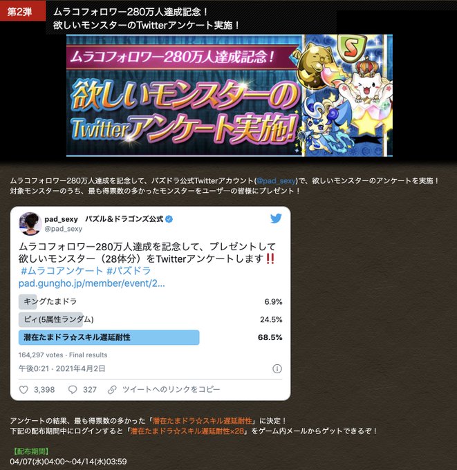 パズドラ攻略 Gamewithさん がハッシュタグ パズドラ をつけたツイート一覧 1 Whotwi グラフィカルtwitter分析