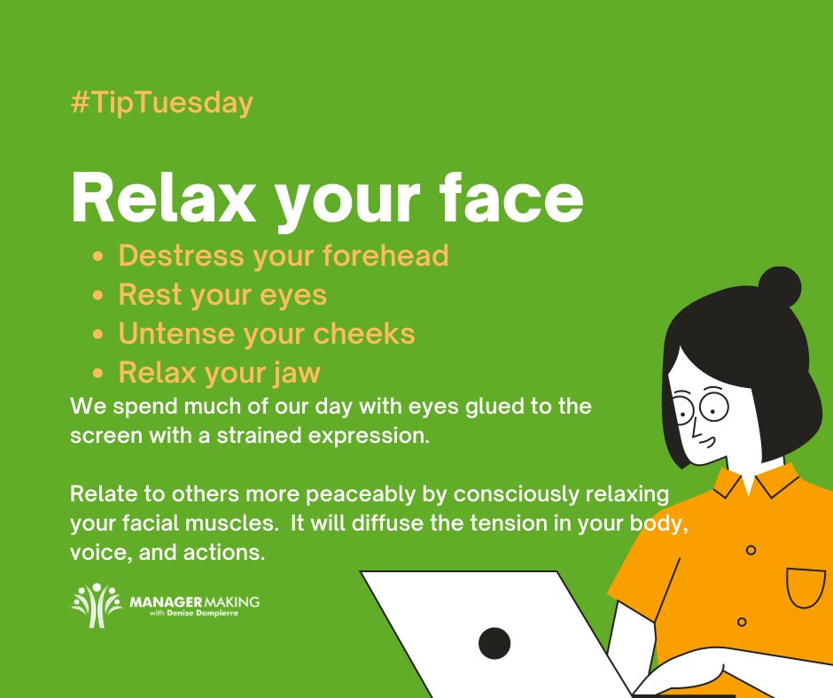 DeniseDampierre's tweet photo. Destress with a smile.
#TipTuesday #ManagerMaking #EmotionalIntelligence #Stress #SelfCare #JoyAtWork
https://t.co/iye3OdWWCx https://t.co/K6eagEjZNI