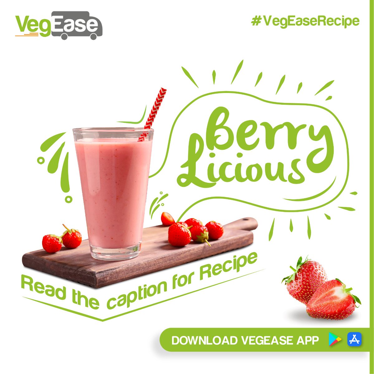 VegEaseIndia's tweet photo. #VegEaseRecipe: The season of refreshing drinks is here! So, here's a berry-berry easy recipe for you to make the most of this Summer!

Ingredients:
Milk
Sugar
Vanilla extract
Strawberries

Read more in the comments! https://t.co/wKwSRRqoyB