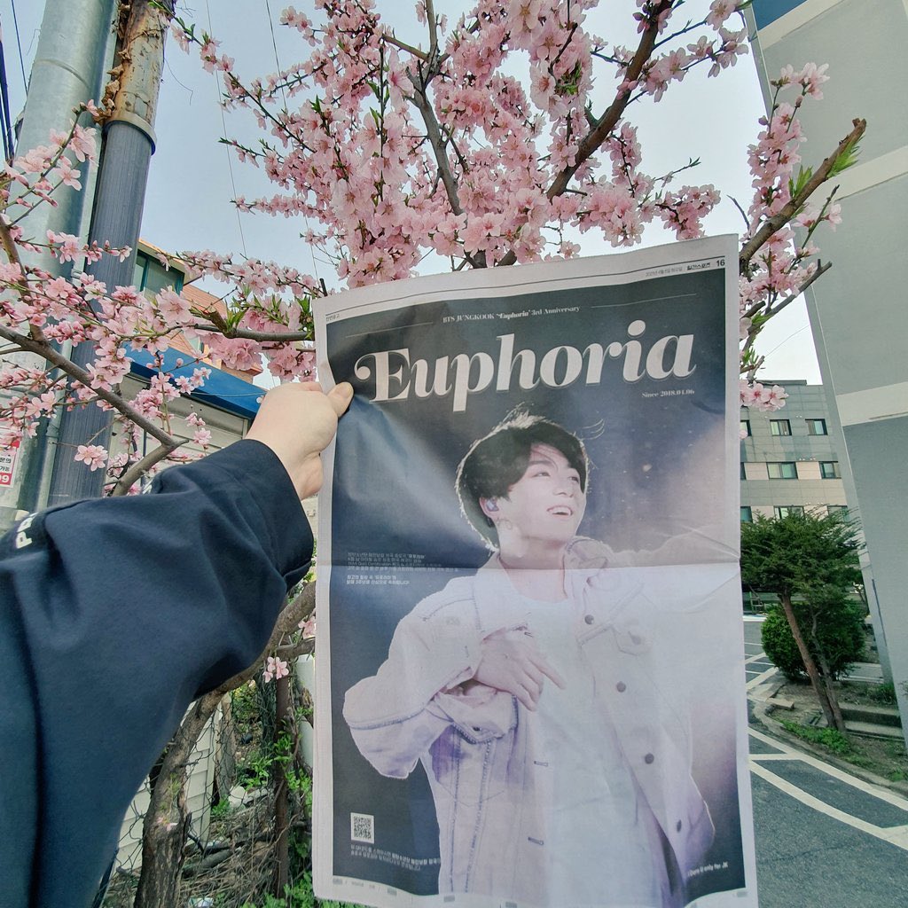 JJK_Times's tweet photo. Jungkook full-page advertisement in today’s newspaper, in celebration of Euphoria’s 3rd anniversary https://t.co/UifbTMBMPi