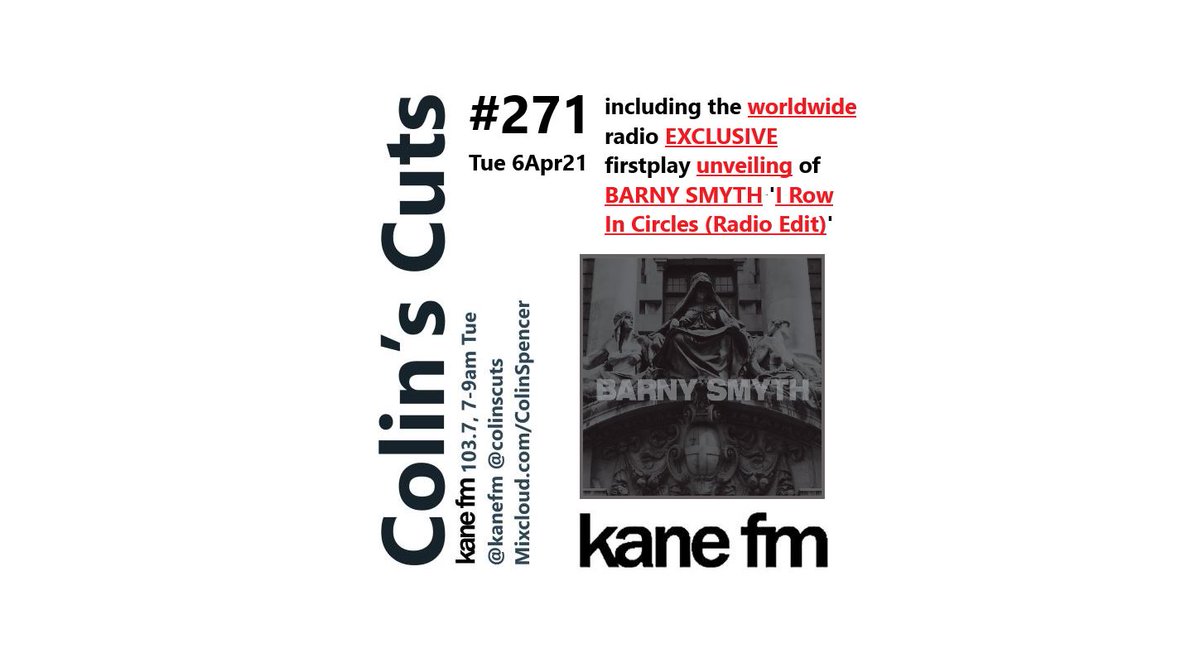 ColinsCuts's tweet photo. With me for #ColinsCuts programme #271 on @KaneFM right now?
#103point7 & https://t.co/D6WxwRIf0O
for
#Exclusives
+#NewMusic
+#Promos
+Release #anniversaries for #BarryAdamson #TubewayArmy and #Ultravox
and
more!
7-9am #today Tuesday 6 April 2021 https://t.co/AIzFuAbxOA